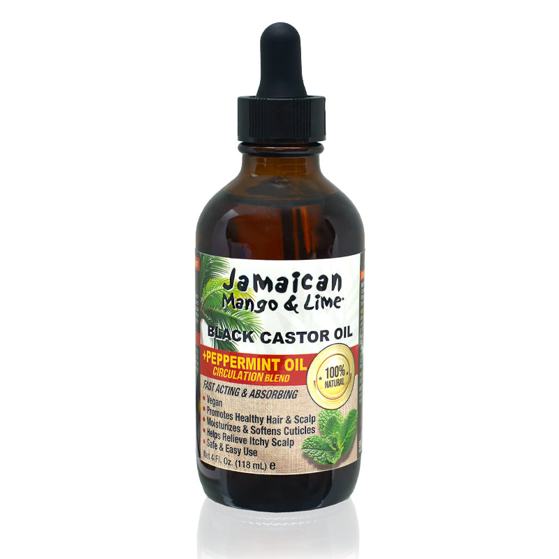 Aceite de ricino negro de Jamaica: la menta promueve un cabello y un cuero cabelludo saludables, ayuda a aliviar la picazón del cuero cabelludo, hidrata y suaviza las cutículas y se puede usar como aromaterapia.