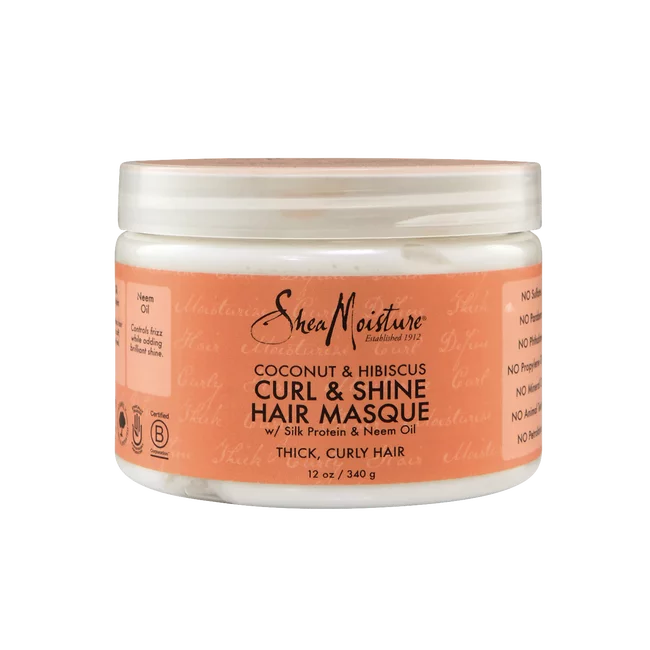 mascarilla hibiscus y coco de shea moisture, hair masque. Mascarilla rica en proteínas de seda para reforzar, nutrir e hidratar al instante