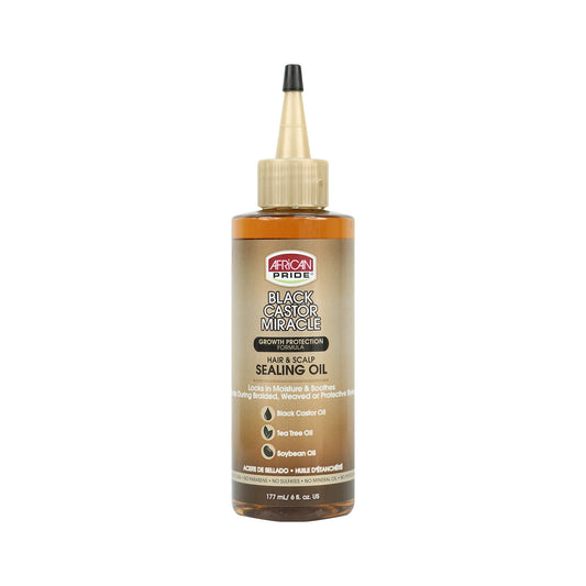 Este aceite nutritivo especialmente elaborado con una mezcla de aceite de ricino negro, aceite de árbol de té y aceite de soja para retener la humedad en los mechones de cabello, estimularla fuerza; y mejorar la retención de la humedad.