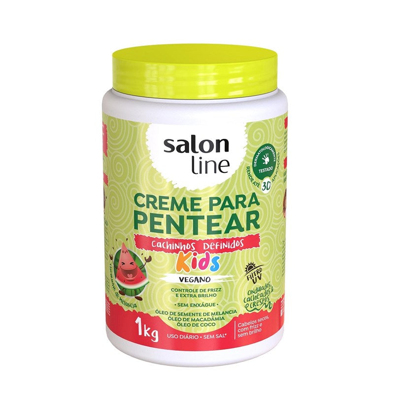 Crema de sandia define, controla, y aporta un delicioso aroma a sandia al cabello de los pequeños, vegana, de salon line, con filtro solar, crema para cabello afro, productos del brasil cali