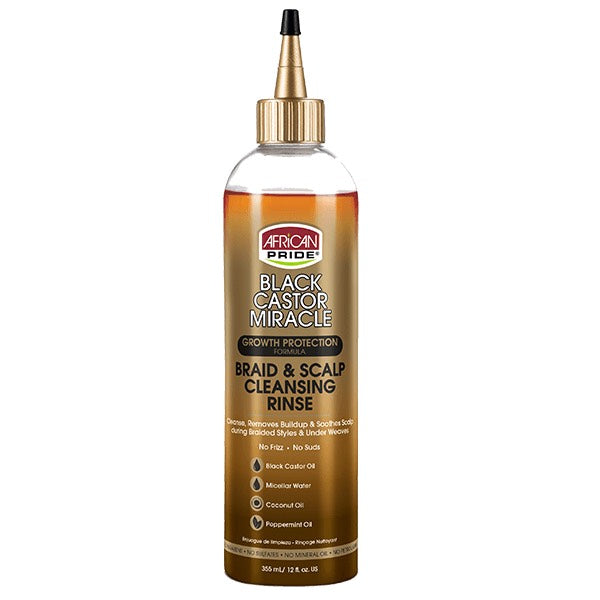 AFRICAN PRIDE | BLACK CASTOR MIRACLE BRAID & SCALP CLEANSING RINDE rinse limpiador de cuero cabelludo