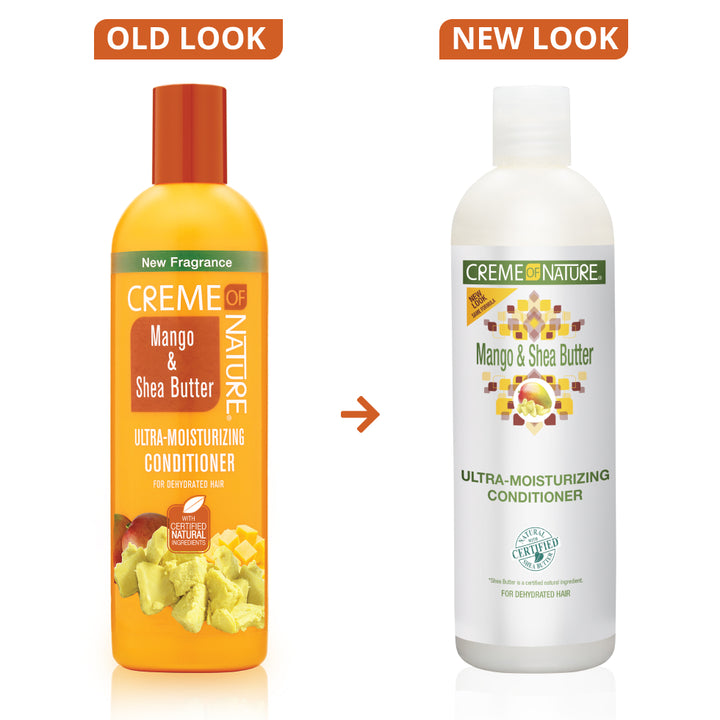 creme of nature acondicionador mango y manteca de karite, ultra hidratante y desenredane, para cabellos rizados, crespos y afros secos