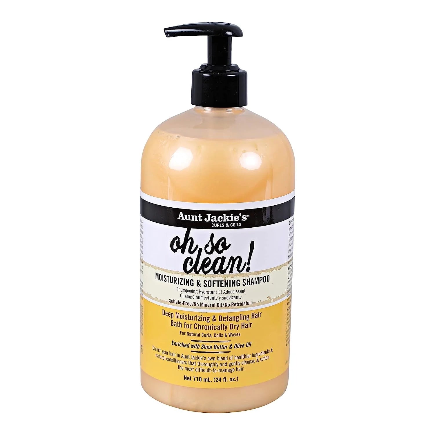 AUNT JACKIE’S, SHAMPOO OH SO CLEAN, Shampoo Humectante y suavizante, limpia de manera profunda mientras hidrata el cuero cabelldo y suaviza la hebra capilar. para cabellos secos, afro, crespos o en transición