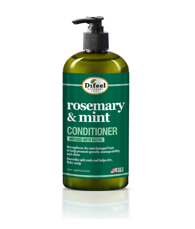 Acondicionador Difeel de Romero y Menta&nbsp;&nbsp;está enriquecido con biotina nutritiva. La biotina desempeña un papel importante en la salud del cabello, la piel y las uñas. La falta de biotina puede provocar la caída del cabello.&nbsp;

El acondicionador de romero y menta actúa para mantener el color de tu cabello vibrante mientras le brinda manejabilidad, suavidad y brillo.