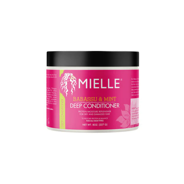 Tratamiento Mielle de babasu y menta, orgánico anti-encrespamiento, con aceite de babasú orgánico y menta para hidratar el pelo seco y recuperar el cabello dañado
