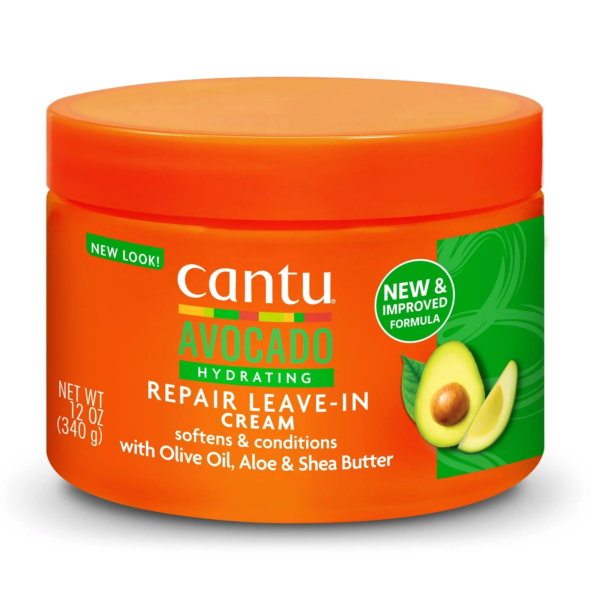 Leave in cantu de aguacate reparador en crema con aloe vera, manteca de karité, aceite de oliva. Da suavidad y manejabilidad a cabellos secos