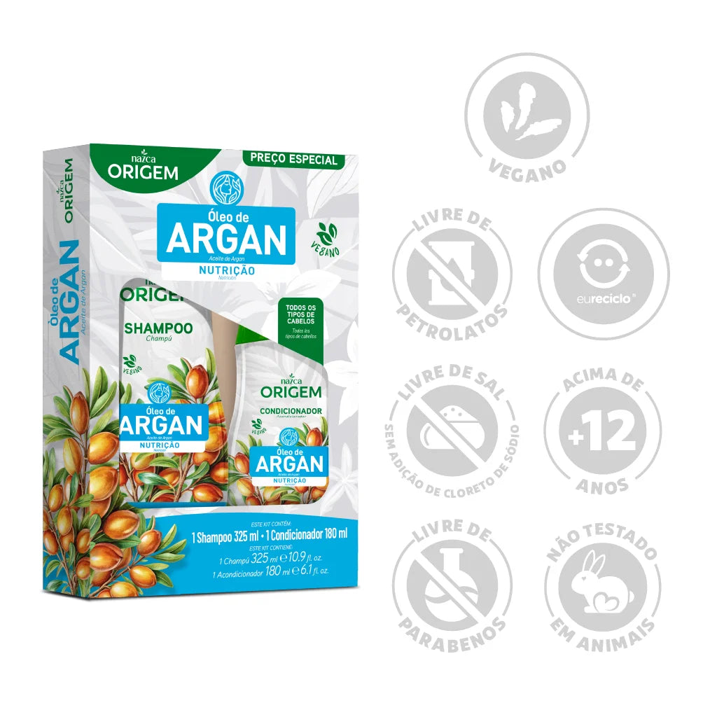 ORIGEM - KIT CHAMPÚ Y ACONDICIONADOR CON ACEITE DE ARGÁN