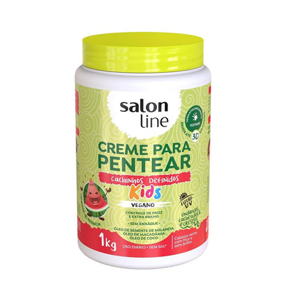 Crema de sandia define, controla, y aporta un delicioso aroma a sandia al cabello de los pequeños, vegana, de salon line,  con filtro solar,  crema para cabello afro, productos del brasil cali