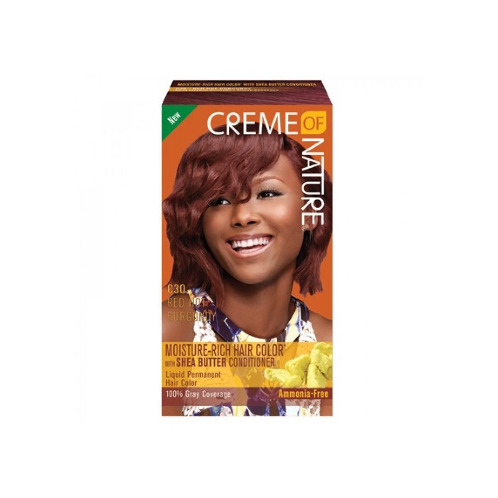 Creme of nature tinte permanente sin amoniaco enriquecido con manteca de karité y de mango. Formulado con una combinación de colorantes especialmente mezclados y&nbsp; acondicionadores para una cobertura&nbsp; de raíz a puntas. Además obtienes una cobertura del 100% de canas, tintepararizos_cabellonatura_tinte para cabello alisado_
