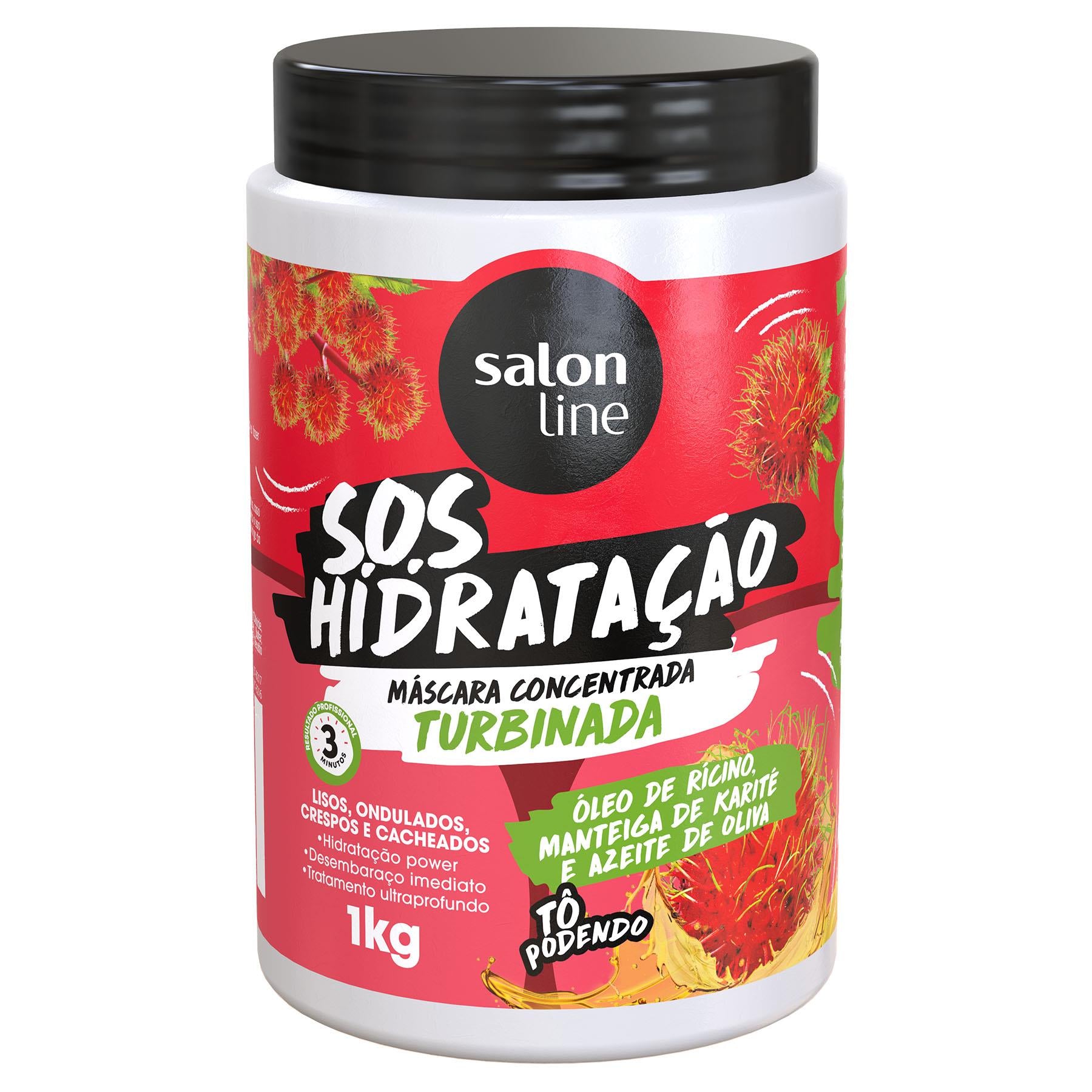 SOS turbinada,mascarilla hidratante, con aceite de ricino, oliva y manteca de karité, hidrata cabellos secos , tienda productos rizados,  tratamiento por 1 kilo, sos hidratacion, linea salon line
