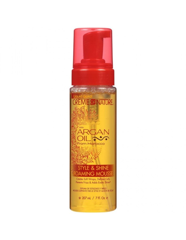 CREME OF NATURE | STYLE AND SHINE FOAMING MOUSSE Espuma Argán definidora