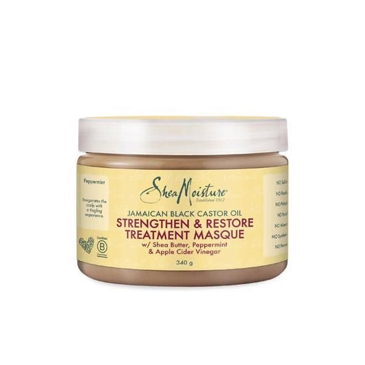 Tratamiento de shea moisture jamaican black castor oil, con vinagre de manzana y menta, restaura y nutre el cabello rizado y crespo, cabellos quimicamente tratado, transición 