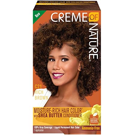 Creme of nature tinte permanente sin amoniaco enriquecido con manteca de karité y de mango. Formulado con una combinación de colorantes especialmente mezclados y&nbsp; acondicionadores para una cobertura&nbsp; de raíz a puntas. Además obtienes una cobertura del 100% de canas, tintepararizos_cabellonatura_tinte para cabello alisado_cremeofnature tinte c21